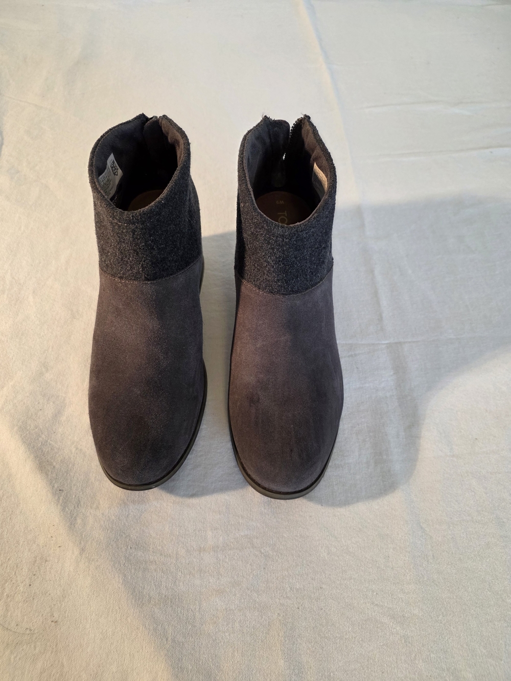 Toms Grey Suede & Knit Cuff Ankle Booties